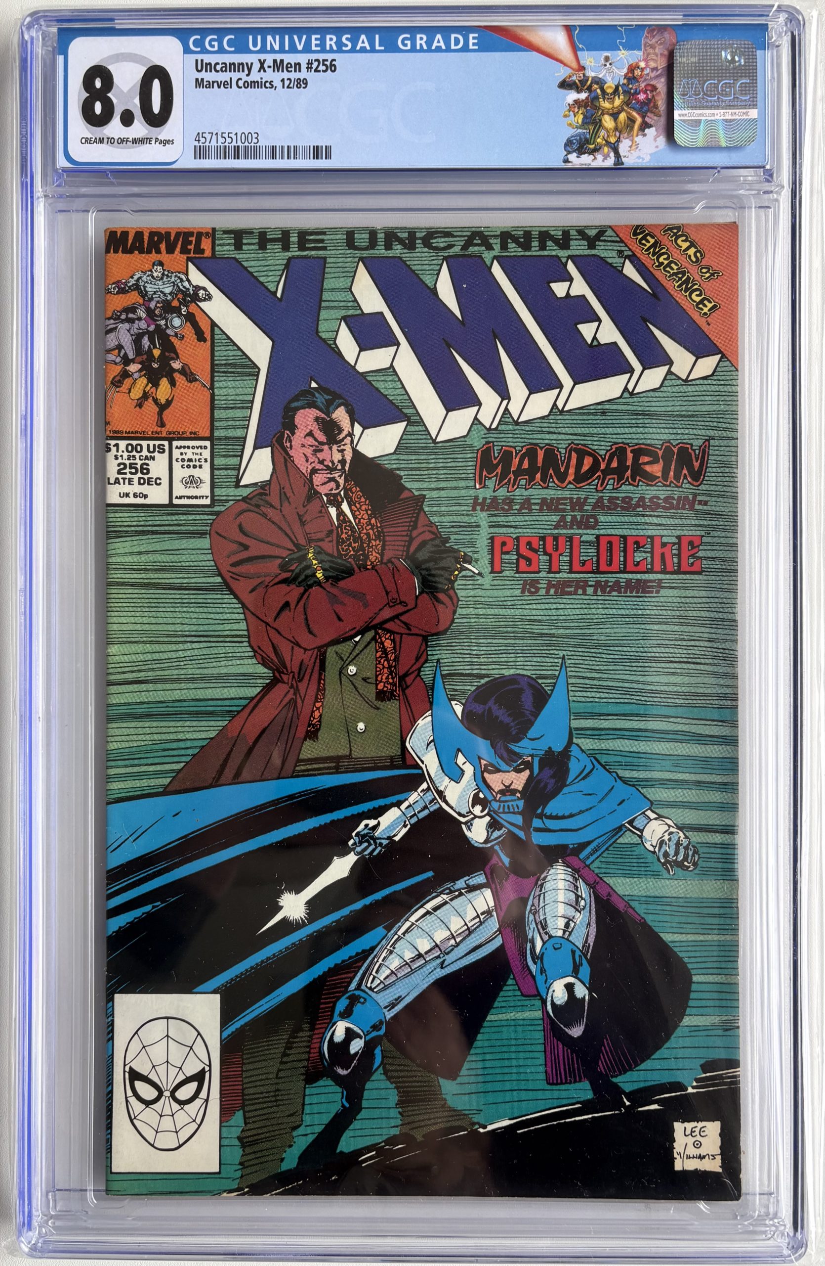 π Uncanny X-Men #256 (1989) CGC 8.0 - 1st Psylocke as Lady Mandarin - Inc CGC custom label