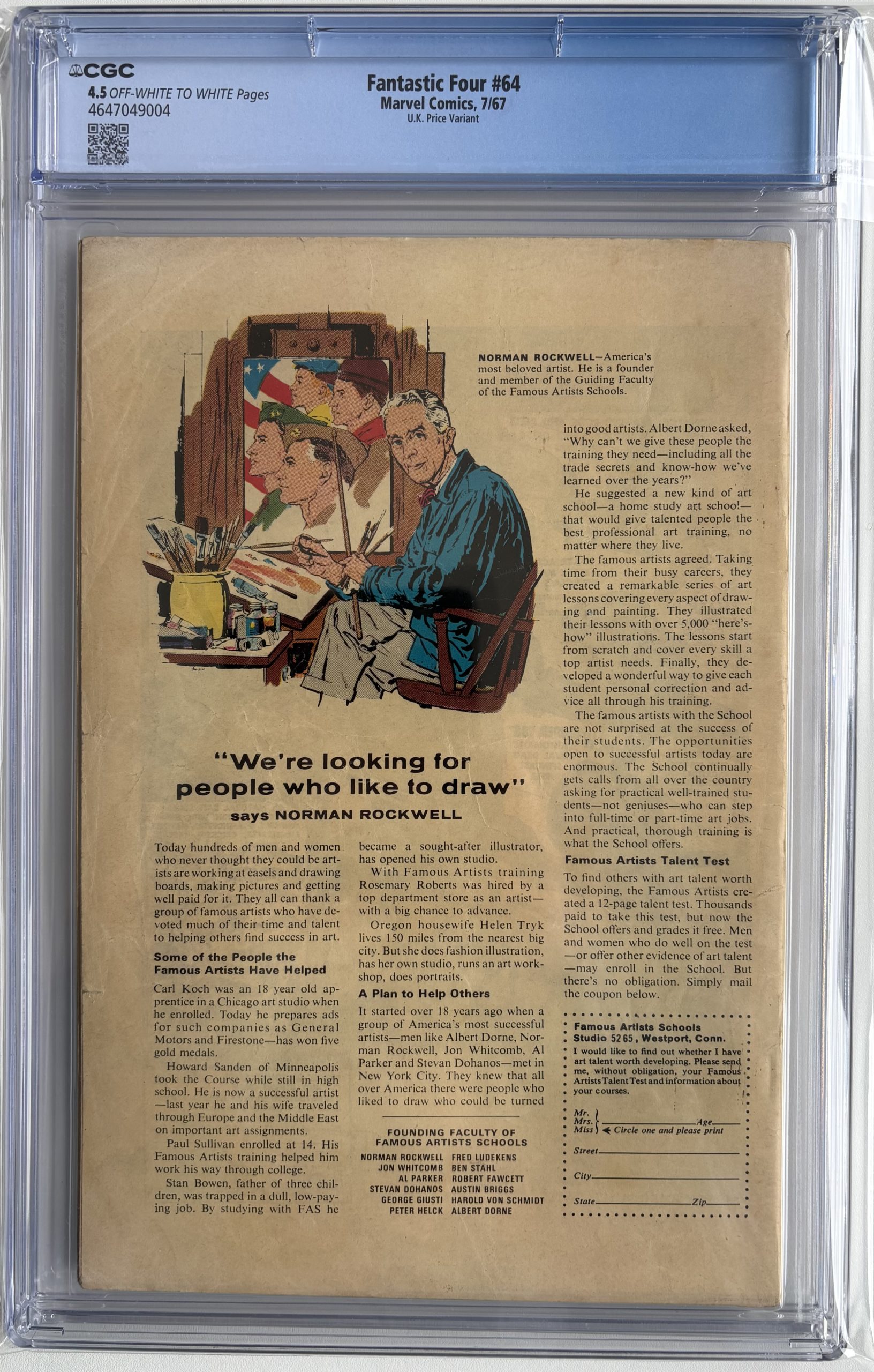 π Fantastic Four #64 (1967) CGC 4.5 - UK Price Variant - 1st Kree Sentry Marvel - Image 2