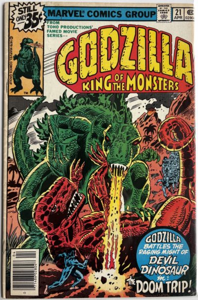 Godzilla #21 (1979) Marvel Comics | Godzilla vs Devil Dinosaur Cover | Bronze Age