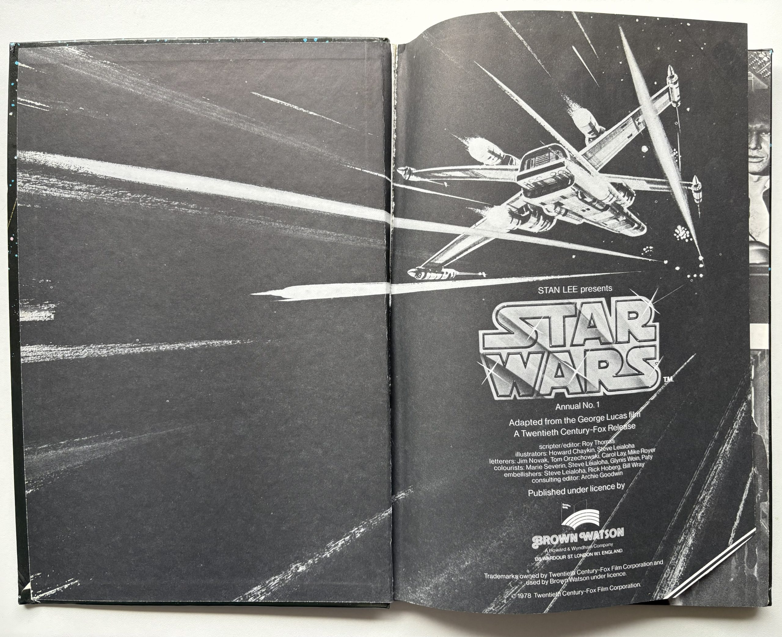 Star Wars Annual No.1 (1978) Vintage Hardback Annual | Brown Watson | Luke Skywalker Darth Vader | UK Edition inside cover