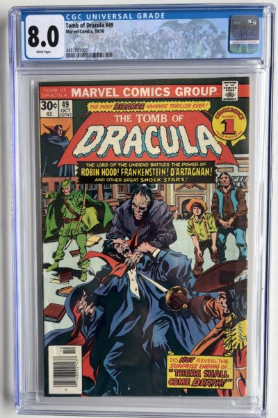 CGC 8.0 Tomb of Dracula #49 (1976) | White Pages | Bronze Age Marvel Horror Comic