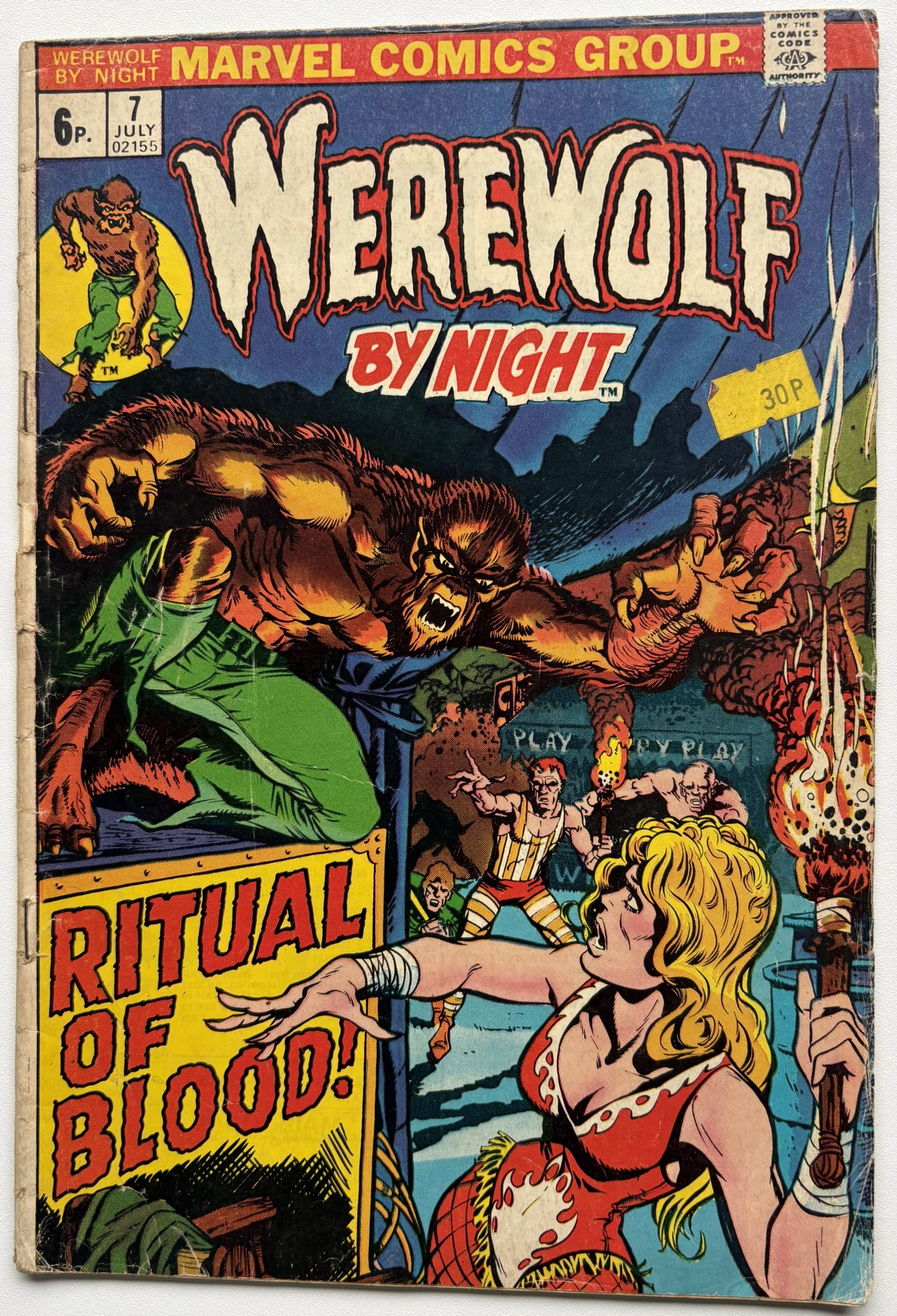 Werewolf by Night #7 (1973) Marvel Bronze Age Comic | UK Price Variant | Complete | £0.06 Pence Edition