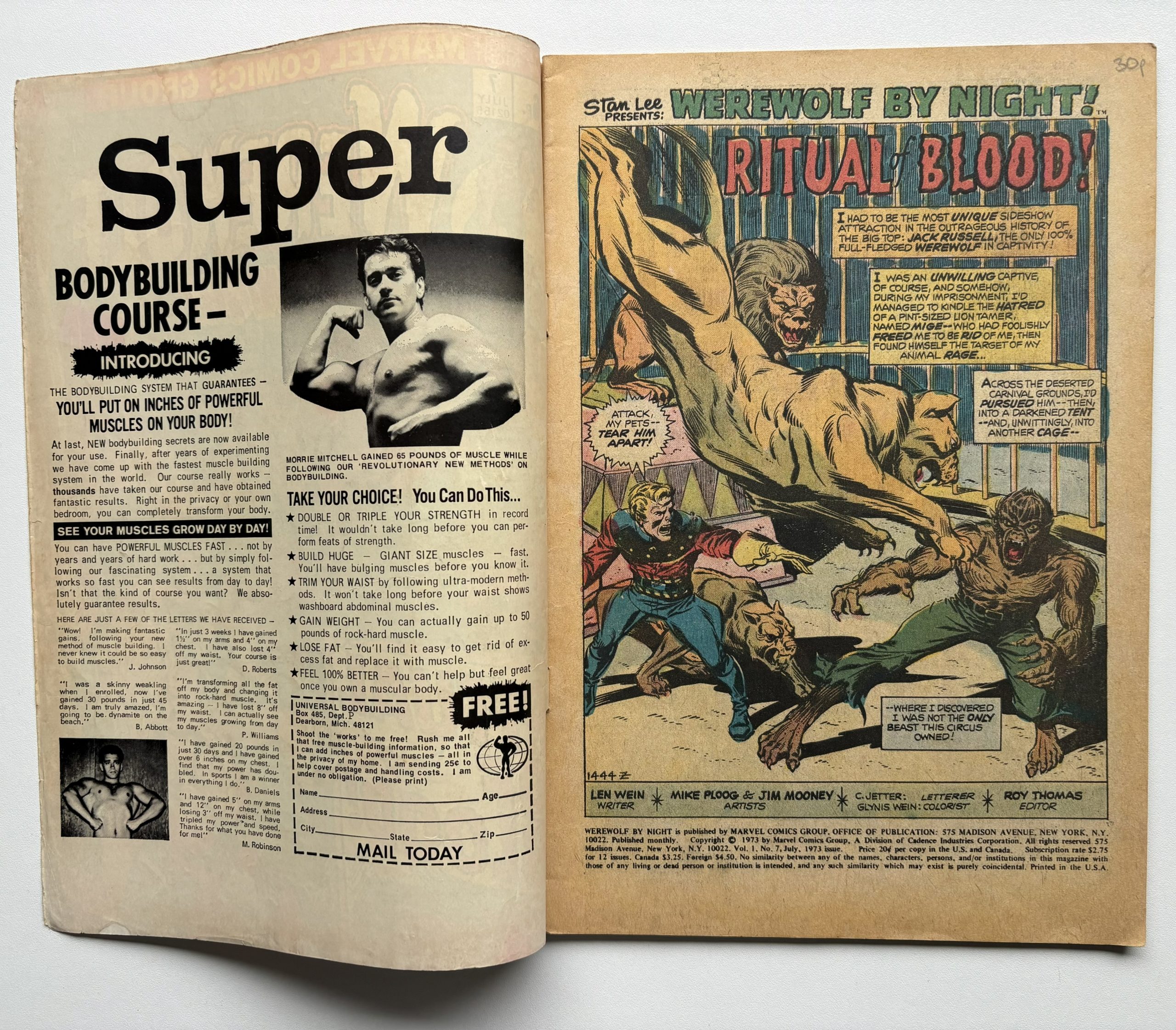 Werewolf by Night #7 (1973) Marvel Bronze Age Comic | UK Price Variant | Complete | £0.06 Pence Edition inside front cover