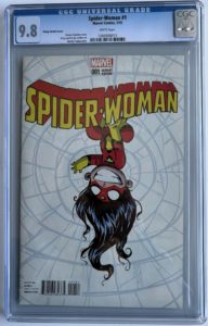 Spider-Woman #1 CGC 9.8 White Pages (2015) Skottie Young Variant Cover | Marvel Comics | Dennis Hopeless