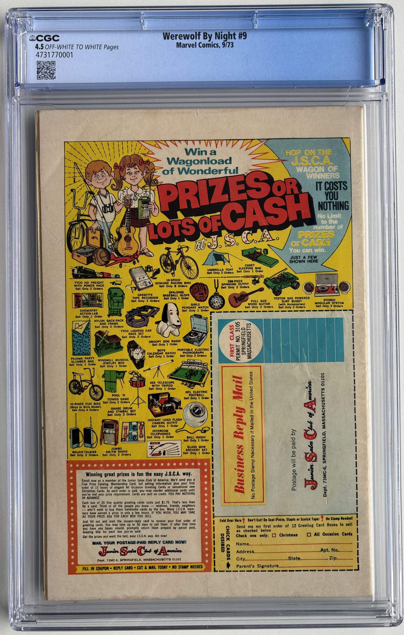 Werewolf by Night #9 CGC 4.5 (1973) 1st Tatterdemalion Marvel Bronze Age back