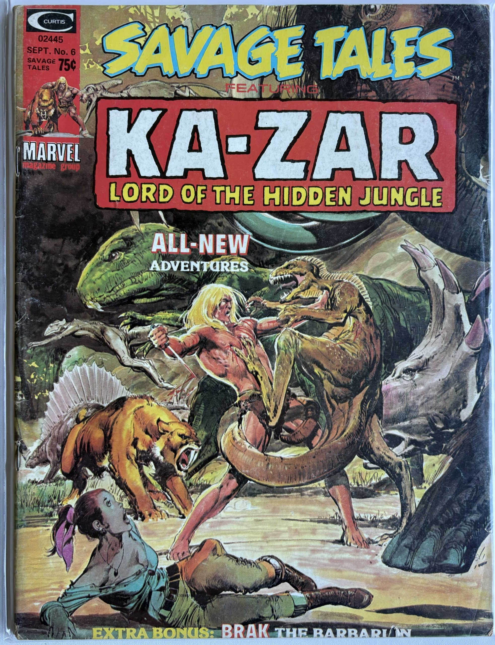 Savage Tales #6 (1974) Marvel Comics - Ka-Zar, Neal Adams Painted Cover & Brak the Barbarian