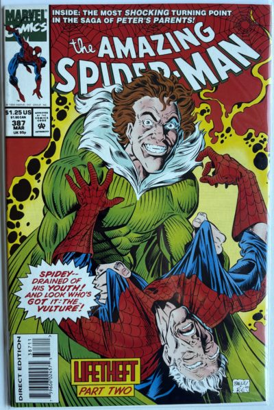 The Amazing Spider-Man #387 - 1994 - Marvel Comics - Vulture Lifetheft Part 2 - Direct Edition - Mark Bagley Cover