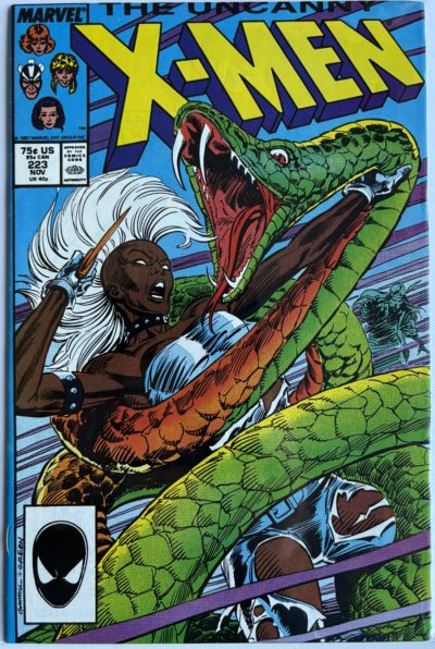 The Uncanny X-Men #223 - 1987 - Marvel Comics - Storm vs Super-Adaptoid - Fall of the Mutants Prelude - Marc Silvestri Cover