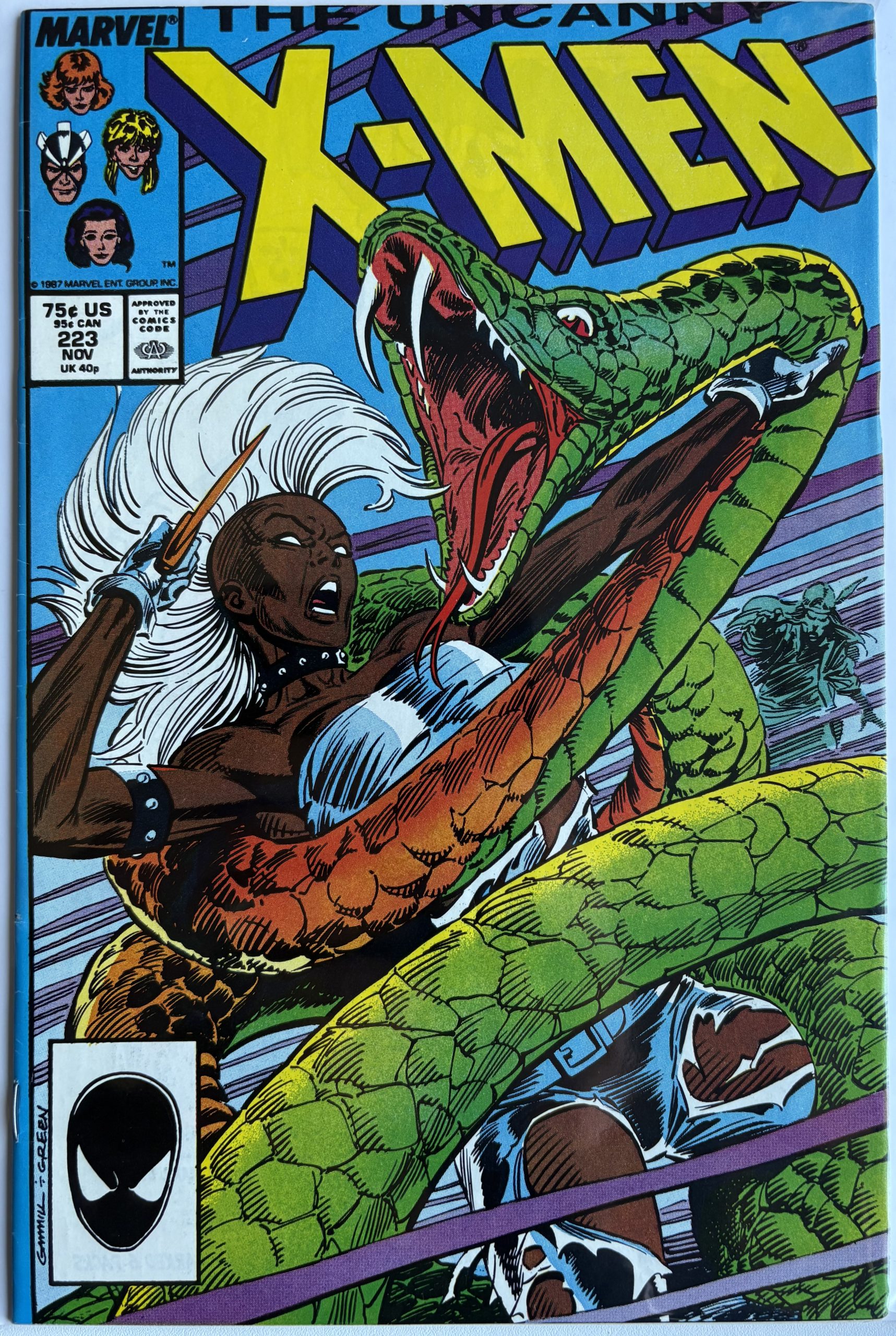 The Uncanny X-Men #223 - 1987 - Marvel Comics - Storm vs Super-Adaptoid - Fall of the Mutants Prelude - Marc Silvestri Cover